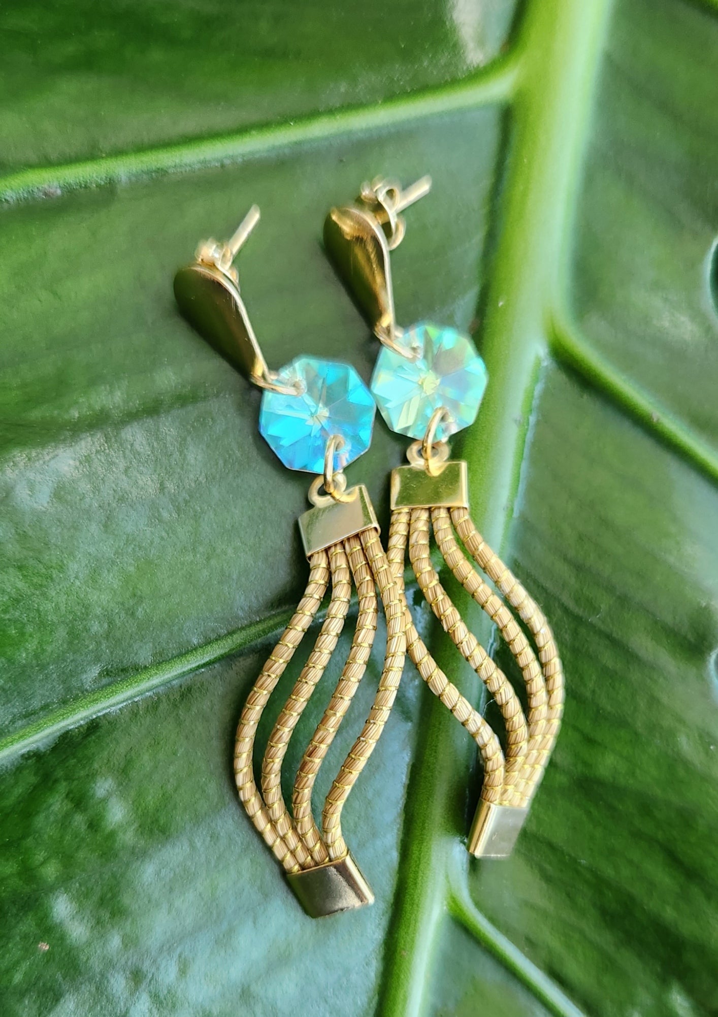 Earrings small Wave and crystal