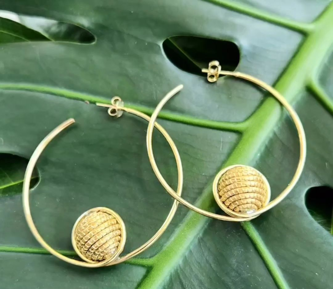 Earring argol Golden Grass Sphere